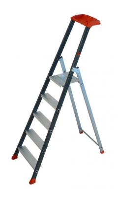 Escalux V22455 Prolux Plus Escabeau Professionnel 5 Marches, Gris
