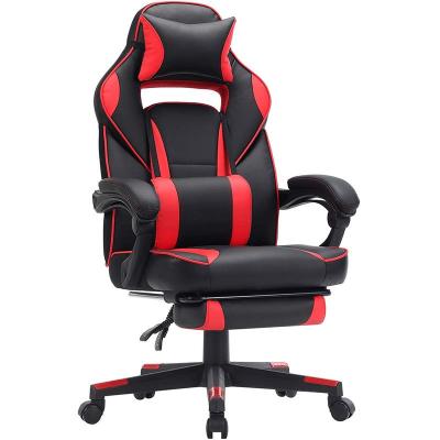 SONGMICS Chaise gaming avec repose-pieds, Noir et Rouge