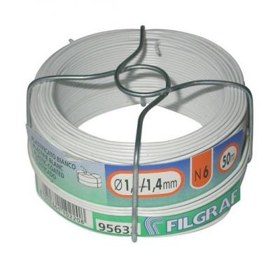 FILGRAF Fil attache - plastifi&eacute; blanc - 6 mm - bobine 50 m