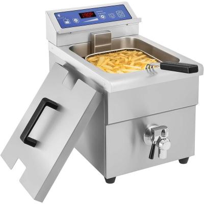 Friteuse a Induction Acier Inox Electrique 3500 w 10 l Huile 60-190&deg; Minuterie - Argent