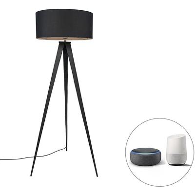 Lampadaire intelligent noir avec abat-jour noir avec Wifi A60 - Ilse