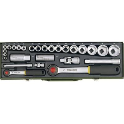 Proxxon 23020 Jeu de cl&eacute;s &agrave; douille 27 pi&egrave;ces 1/4"" et 1/2"",Multicolore