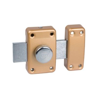Verrou &agrave; bouton bronze - Cylindre 30 mm - P&ecirc;ne 110 mm - City 25 - is&eacute;o