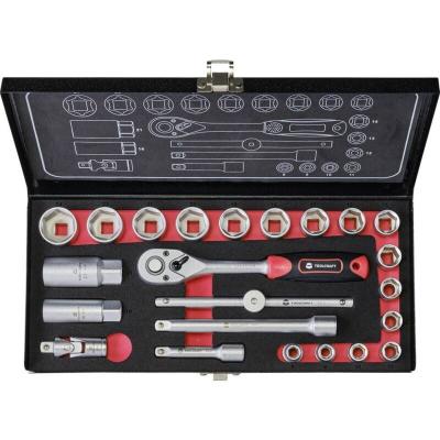 TOOLCRAFT Jeu de cl&eacute;s &agrave; douille m&eacute;trique 3/8 (10 mm) 23 pi&egrave;ces 826373