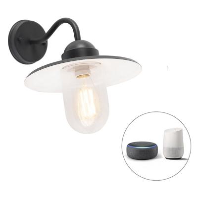 Applique rurale anthracite IP44 avec ampoule intelligente WiFi E27 - Kansas