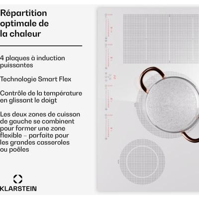 Plaque Induction 72 cm 7200W 4 Feux Electrique Blanc 
