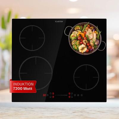 Table de cuisson &agrave; induction encastrable Klarstein Virtuosa EcoAdapt - 4 zones - 7200W - Noir 
