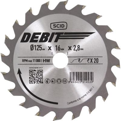 Lame au carbure pour scie circulaire &oslash; 125 mm 20 16 2,8