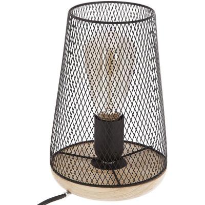 Atmosphera - Lampe &agrave; poser en fer et bois - H. 23 cm - Noir