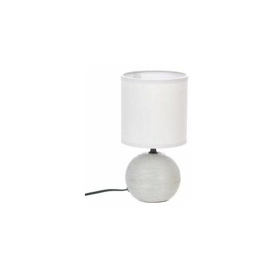 Atmosphera - Lampe en C&eacute;ramique Pied Boule stri&eacute;e Gris Clair H 24.5 cm