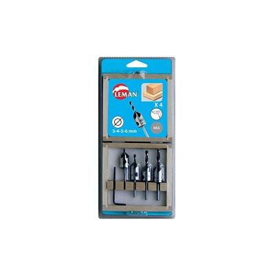 Coffret de 4 forets h&eacute;lico&iuml;daux avec fraisoirs bois Leman PER0020304