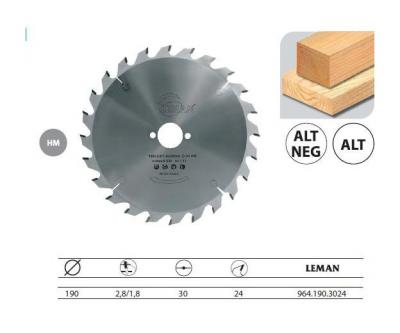 Leman - Lame carbure pour machines portatives &Oslash;190x30x24z ALT Bois - 964.190.3024
