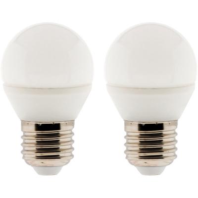 Lot de 2 ampoules LED sph&eacute;rique 5,2W E27 470lm 2700K (Blanc chaud)