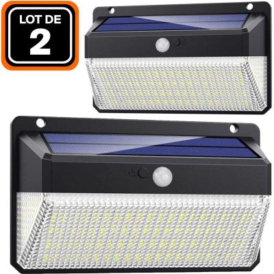 Lot de 2 projecteurs solaire d&eacute;tecteur de mouvement 228 pcs led 2000 lumens - Blanc Froid 6000K