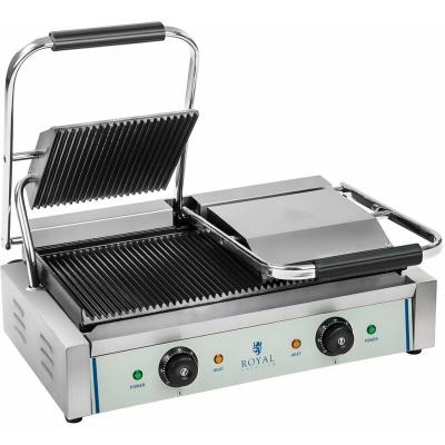 Machine &agrave; panini nervur&eacute;e double - 2 x 1.800 watts acier inox professionnel