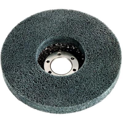 Plateau abrasif compact en fibres &laquo; Unitized &raquo; 125 x 22,23 mm, sur disque de tissu de verre metabo
