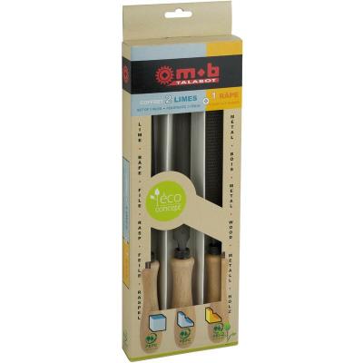 Jeu de 2 limes et 1 rape manche en bois 200-8""mm 