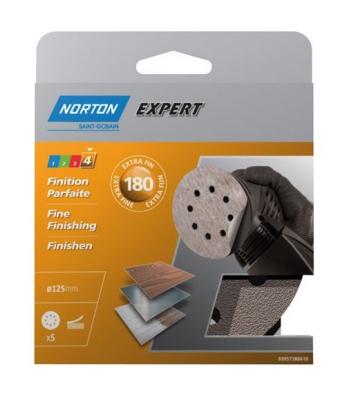 Disque auto-agrippant grain 180 d: 125 mm - lot de 5 - Norton