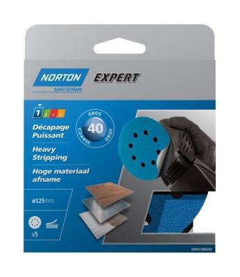 Disque auto-agrippant grain 40 d: 125 mm - lot de 5 - Norton