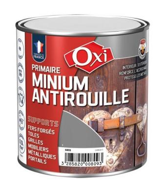 Primaire antirouille int&eacute;rieur / ext&eacute;rieur Minium OXI, gris, 0.5 l