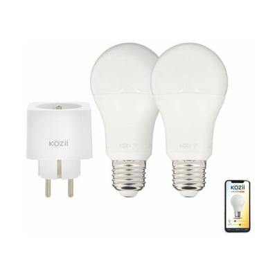 Pack de 2 Ampoules LED connect&eacute;es A60, culot E27, CCT avec prise connect&eacute;e