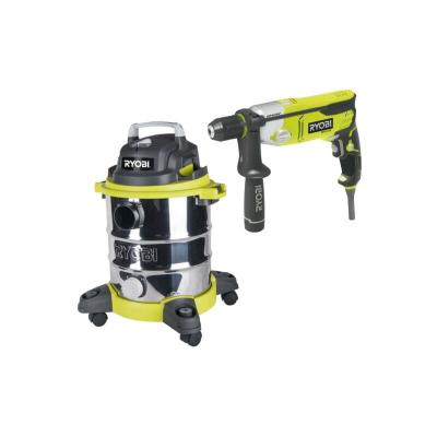Pack Ryobi Aspirateur Eau Et Poussi&egrave;re - 1250w - 20l - Rvc-1220i-g - Perforateur Bur