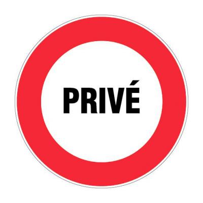 Disque rouge d'interdiction, diam&egrave;tre 80 mm, d&eacute;signation ''priv&eacute;''