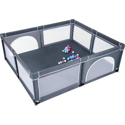 Parc B&eacute;b&eacute; - COSTWAY - 206x185,5x68 CM - Non-toxique - 50 Balles - Gris Fonc&eacute;