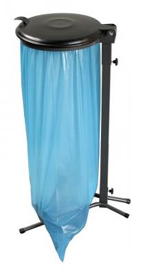 FP - Porte-sac poubelle 70-120 l vert m. K-avec couvercle gris