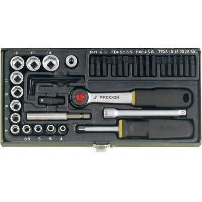 Coffret de vissage avec cliquet 1/4 et support magn&eacute;tique 39 pi&egrave;ces