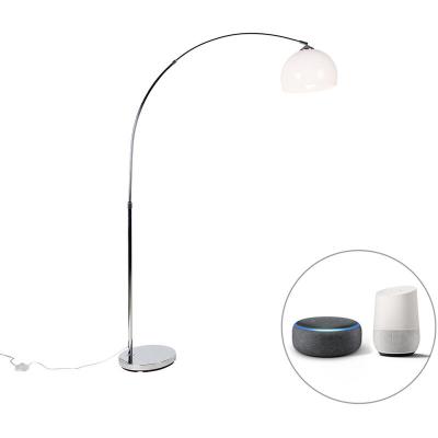 Lampe &agrave; arc intelligente chrome avec abat-jour blanc avec Wifi A60 - Arc Basic