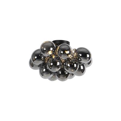 Plafonnier design noir avec verre fum&eacute; 4 lampes - uvas