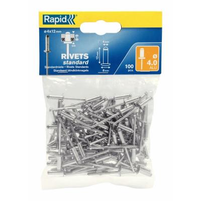 Lot de 100 rivets aluminium Diam.4 x H.12 mm - Rapid