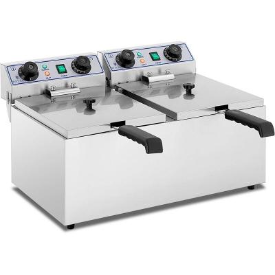 Friteuse &Eacute;lectrique Double Friteuse De Restaurant Cuve Amovible 2x 13L 2x 3200 w - Gris