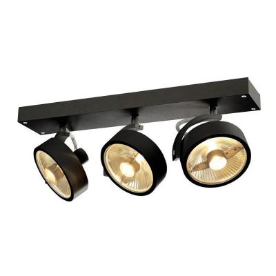 SLV Plafonnier SLV KALU, Aluminium, noir mat, 3 Strahler, GU10 75watts