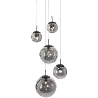 Steinhauer Suspension en verre Bollique, noire, &agrave; 5 lampes