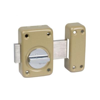 Verrou &agrave; bouton bronze - Cylindre vari&eacute; 60 mm - P&ecirc;ne 110 mm - S&eacute;rie V136 - Vachette 