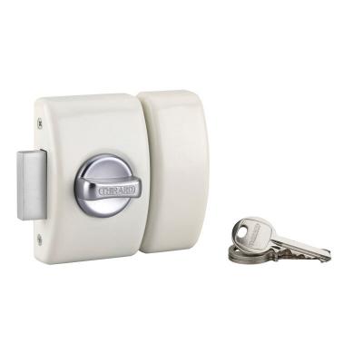 THIRARD - Verrou &agrave; bouton Design 5 pour porte d'entr&eacute;e, cylindre 45mm, acier, 3 cl&eacute;s, blanc
