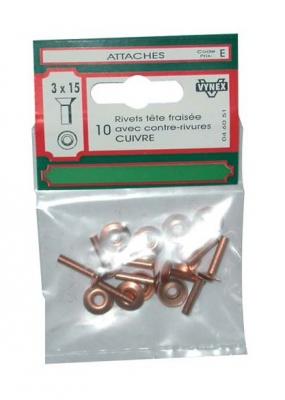 Rivet t&ecirc;te frais&eacute;e - cuivre - 4x20 mm