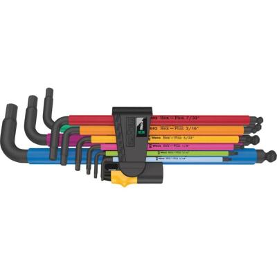 Wera - 950/9 Hex-Plus Multicolour Imperial 2 6 pans int&eacute;rieurs Jeu de cl&eacute;s m&acirc;les coud&eacute;es 9 pi&egrave;ces