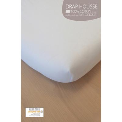 Drap Housse Coton Bio Jersey Pour Lit B&eacute;b&eacute; Blanc