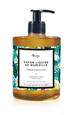 Savon de Marseille liquide &agrave; l'extrait fleur de tiare 500ml