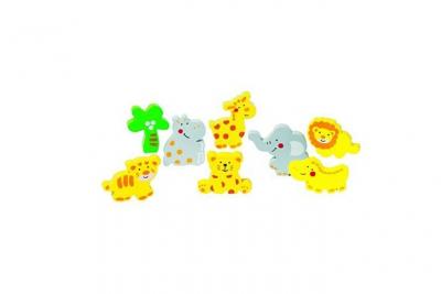 Goki - 2041592 - Puzzle En Bois &Agrave; Encastrement - Animaux Sauvages - 8 Pi&egrave;ces