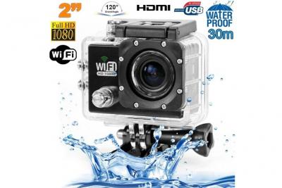 Camera Embarqu&eacute;e Sports Wi-Fi LCD Caisson &Eacute;tanche Waterproof 12 Mp Full HD Noir YONIS