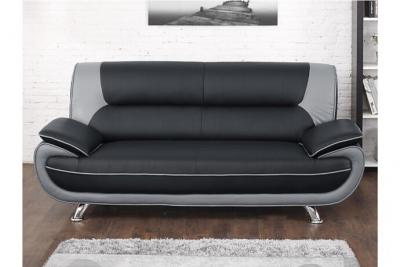Vente-unique Canap&eacute; 3 places en simili NIGEL - Bicolore noir et gris