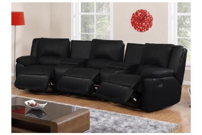 Vente-unique Canap&eacute; 3 places relax en cuir AROMA - Noir