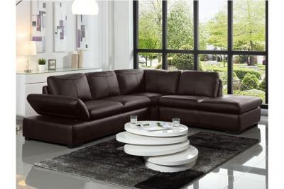 Vente-unique Canap&eacute; d'angle en cuir ONYX II - Marron - Angle droit