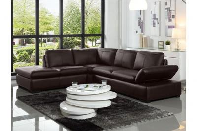 Vente-unique Canap&eacute; d'angle en cuir ONYX II - Marron - Angle gauche