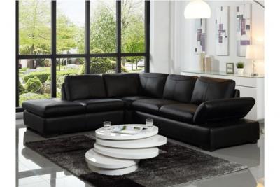 Vente-unique Canap&eacute; d'angle en cuir ONYX II - Noir - Angle gauche