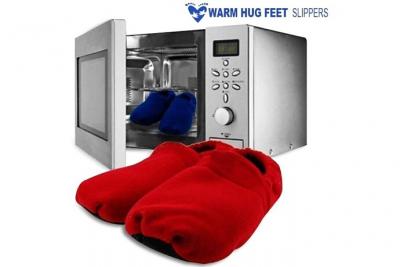 Paire chaussons chauffants micro-ondes bleu zen relax fatigue